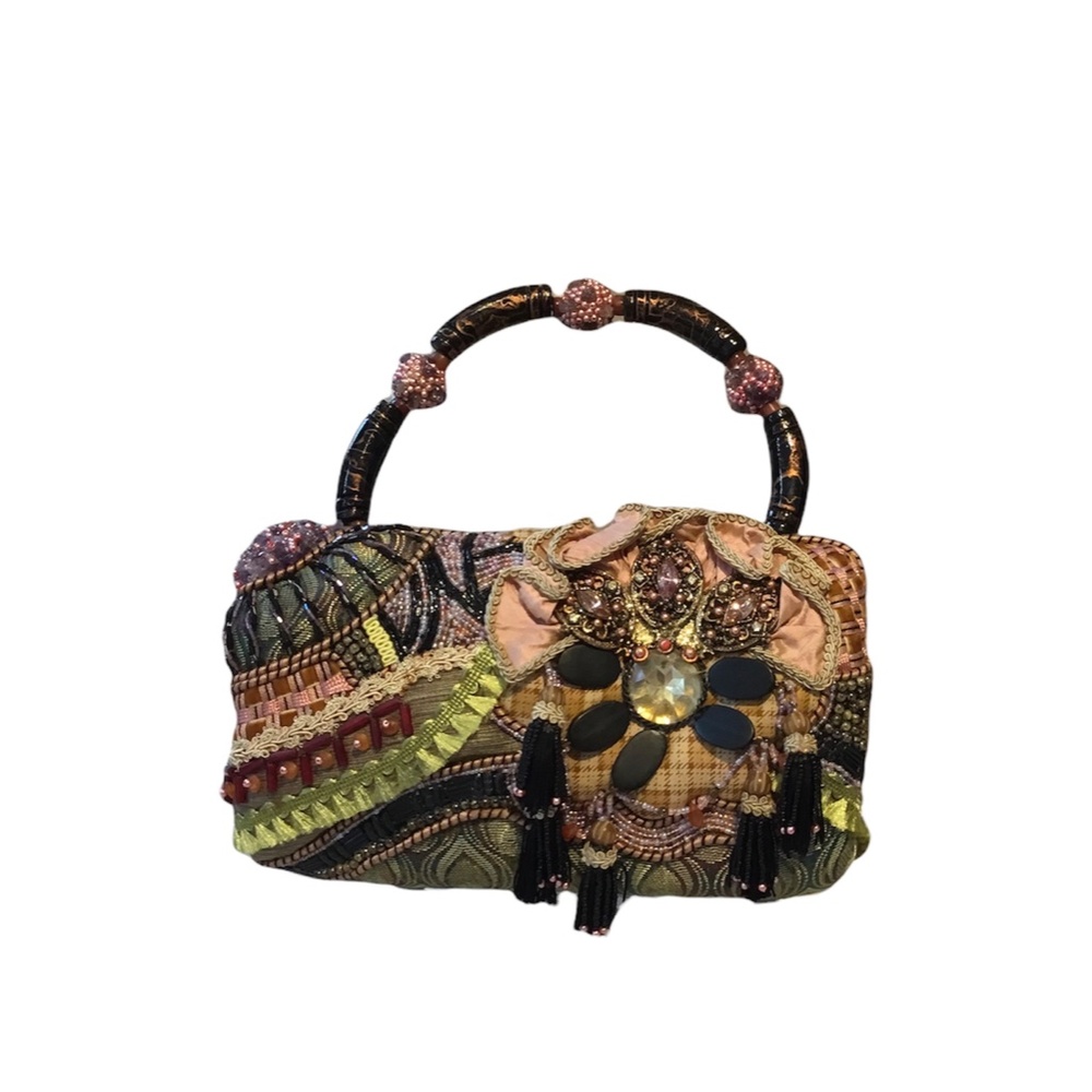 MARY FRANCES BEADED FABRIC BOHO HAND BAG EXCELLENT USED CONDITION